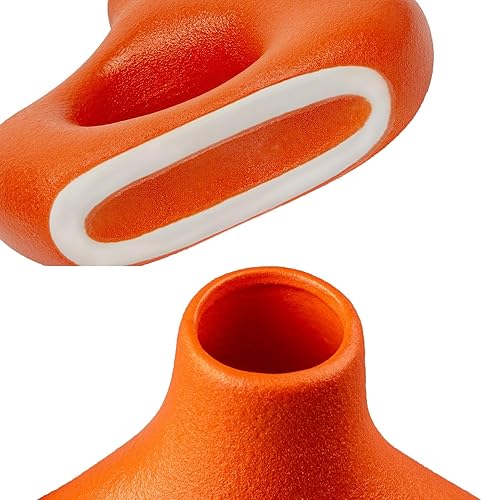 Miniatura 9 de Juego de 2 jarrones de cerámica para decoración del hogar, jarrón decorativo con agujero en el centro para hierba de las pampas, jarrón hueco