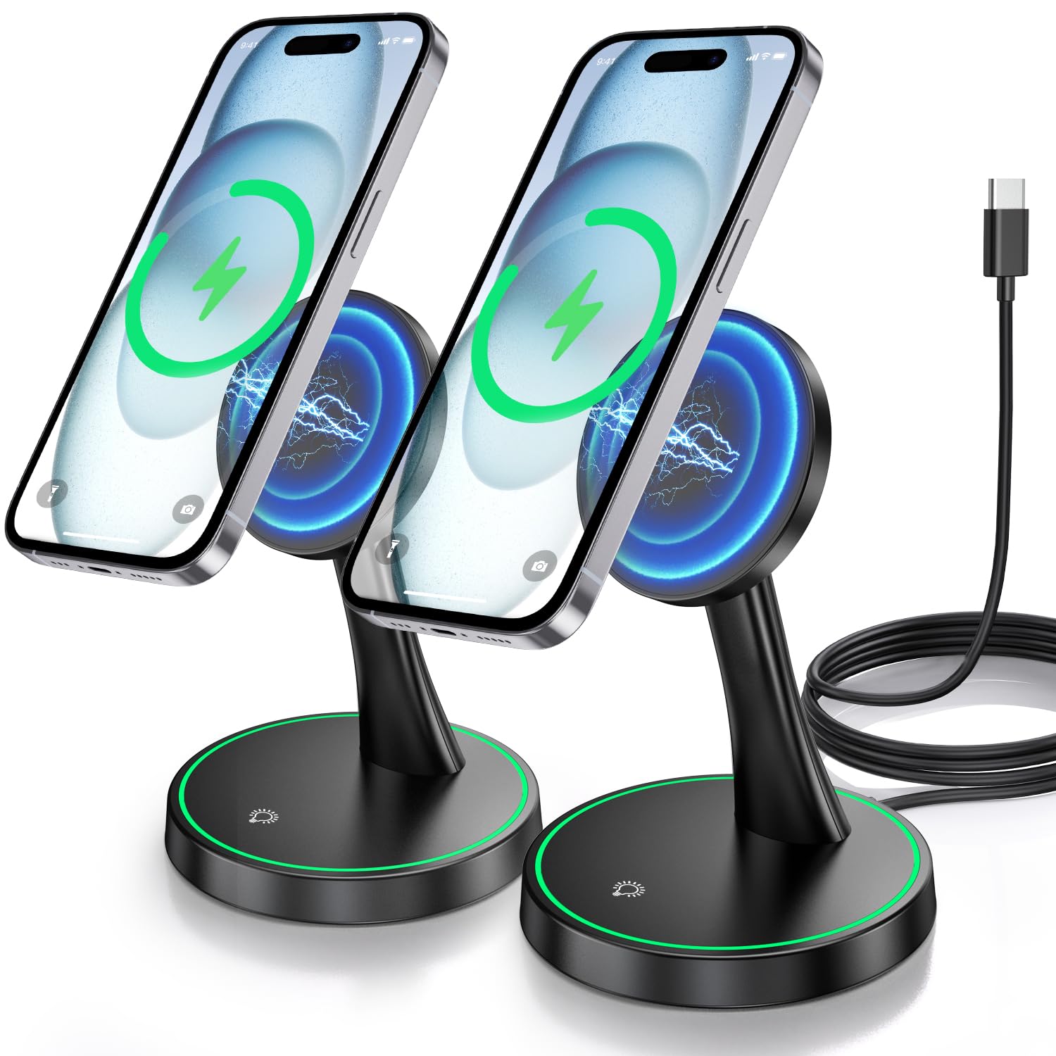 2 Pack Magnetic Wireless Charger Stand 15W Fast Mag-Safe Charger for iPhone iPhone 17 17 pro 17 Air