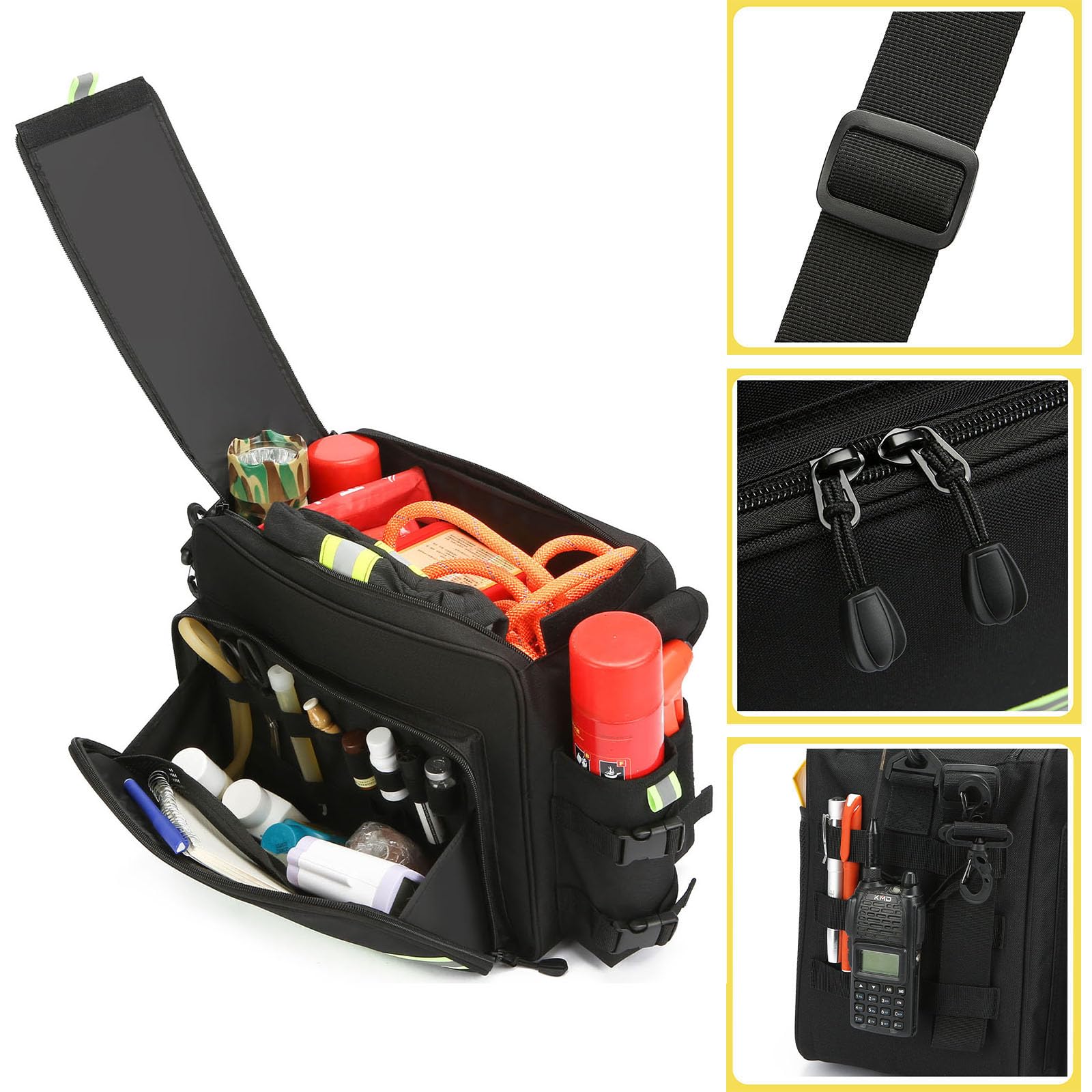 Kit de primeros auxilios grande, bolsa profesional de primeros auxilios, con asa y correa para el hombro, bolsa de trauma médico, para eventos de emergencia, viajes, atención médica en el