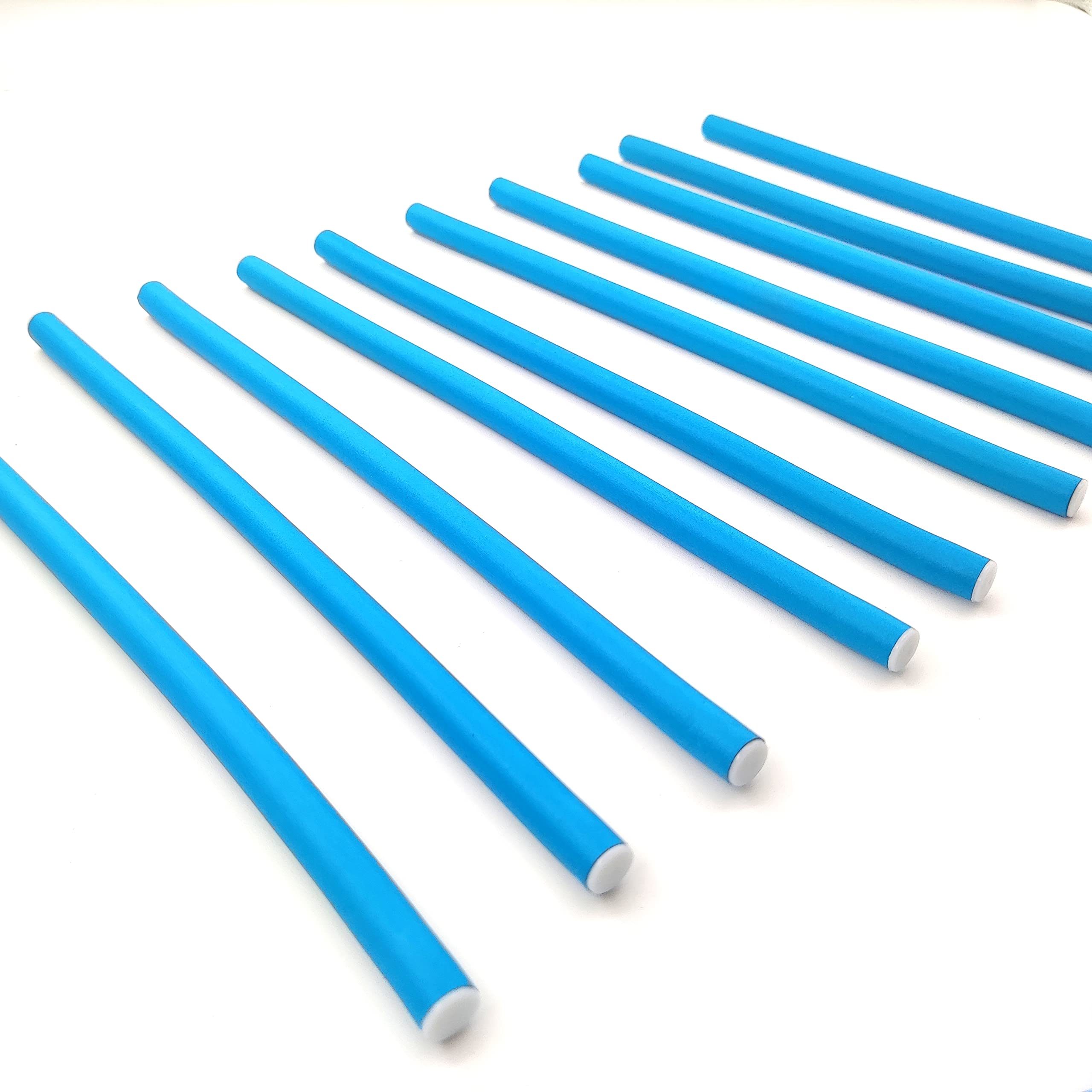 10 varillas rizadoras flexibles, rodillos de espuma suave sin calor, rizadores para mujeres con cabello largo y corto (azul, 0.31 x 9.4 pulgadas) 2