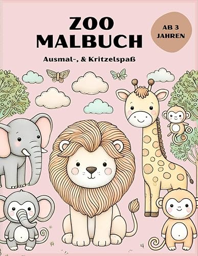 Malbuch für Kinder: Dieses Malbuch für Kinder, ab 3 Jahren bietet süße Tiermotive. Es fördert Kreativität und Feinmotorik. Ideal für Zuhause oder ... Malvergnügen mit den Lieblingstieren.