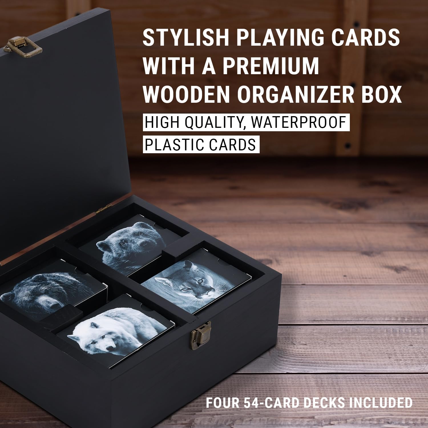 GUYTRENDz North American Predators Playing Cards with Organizer Box Waterproof Stylish Playing Cards, Cool Deck of Cards, Poker Cards for Collectors and Game Enthusiasts