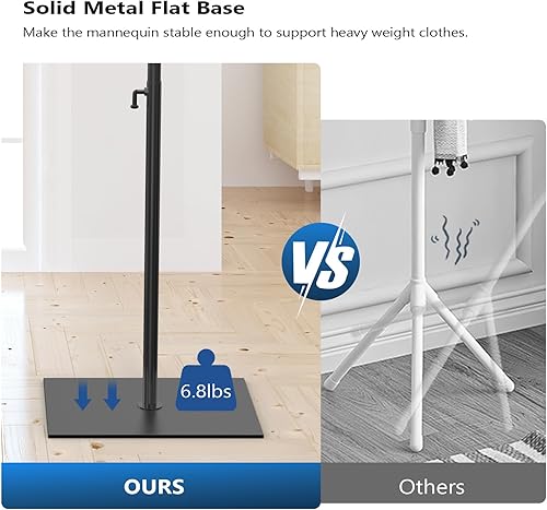 Miniatura 3 de VINGLI Torso de maniquí masculino con soporte de maderametal, altura ajustable, cuerpo de vestido masculino para exhibición y costura de ropa