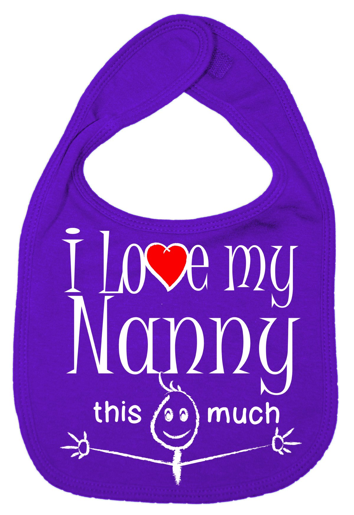 Image is Everything IiE, I Love My Nanny This Much, Grandson Granddaughter Baby Unisex Soft Cotton Feeding Bib, Purple — image 1