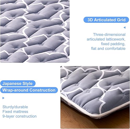 Miniatura 3 de jzbearapt Colchón japonés de espuma premium, colchón futón 100% espuma cómoda de alta densidad, tapete grueso de tatami para dormir, ideal para