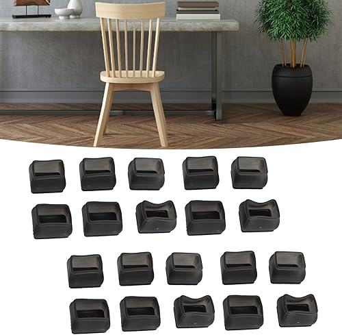 Miniatura 6 de Mumusuki 20 protectores de suelo para patas de silla, rectangulares transparentes de silicona negra con tapete de fieltro, patas de silla para