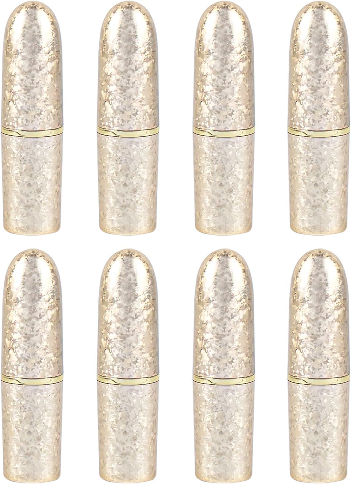 AUEAR, Empty Lip Balm Lipstick Tubes Container Bullet Shape for DIY (Gold, 8 Pack)