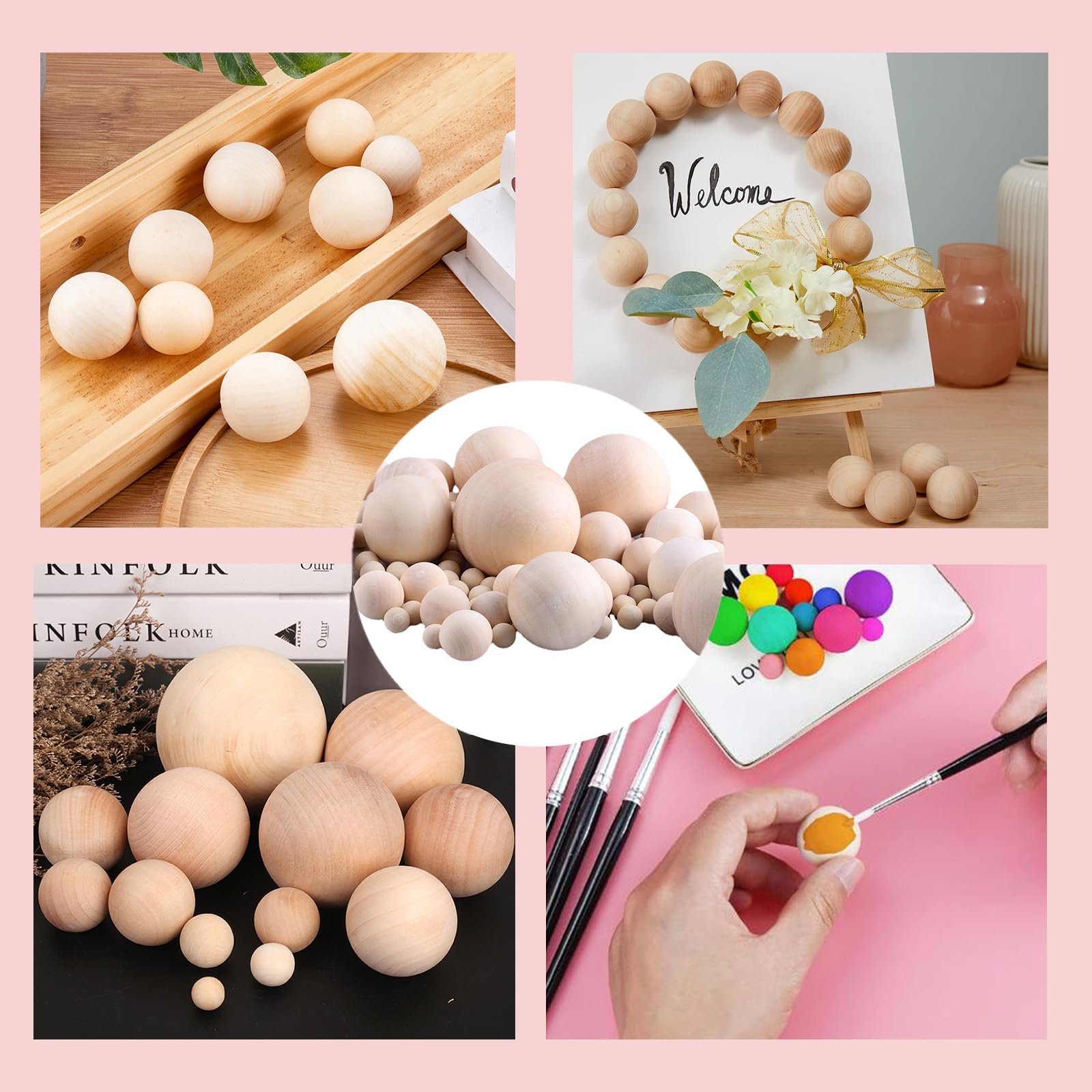 Lot De 20 Boules En Bois Brut Fendues De 5,1 Cm De Diamètre - Mini Demi- Boules En Bois Hémisphère Pour Projets De Bricolage - Fournitures D'art Et D'artisanat Pour Enfants