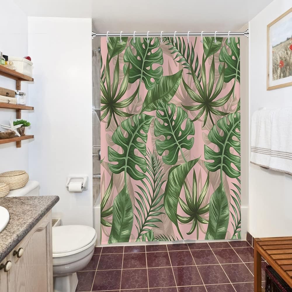Cortina de Ducha de Hoja Eucalipto, Cortinas de Ducha Verde Oro Abstracto Planta Cortinas de Baño Antimoho Impermeable Lavable Tejido de Poliéster Cortina Ducha con 12 Ganchos 120x200cm — view 68
