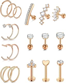 Cartilage Earring Cartilage Earrings for Women Helix Piercing Jewelry Tragus Piercing Jewelry Forward Helix Earrings Hoop Earrings for Cartilage Piercings Silver Gold