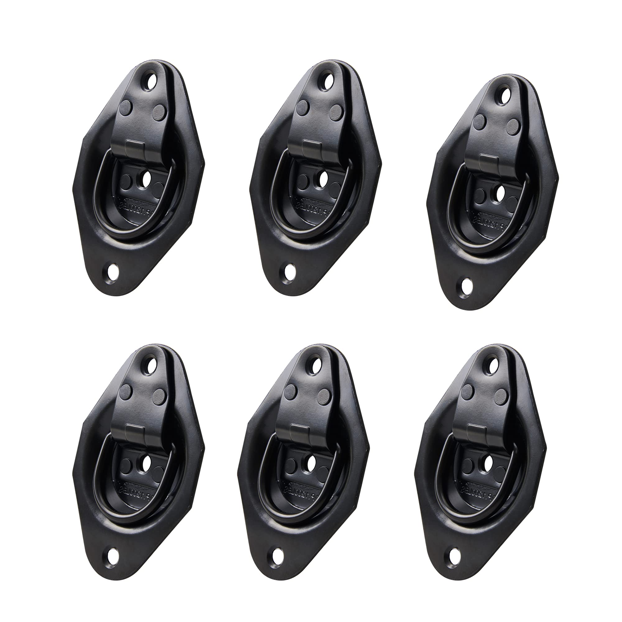Lonffery 6 Pack Recessed D-Ring Tie Down Anchors (1200 lb. Capacity), Heavy Duty Kit for Tie Down Straps, Car, Cargo Truck Bed, Black
