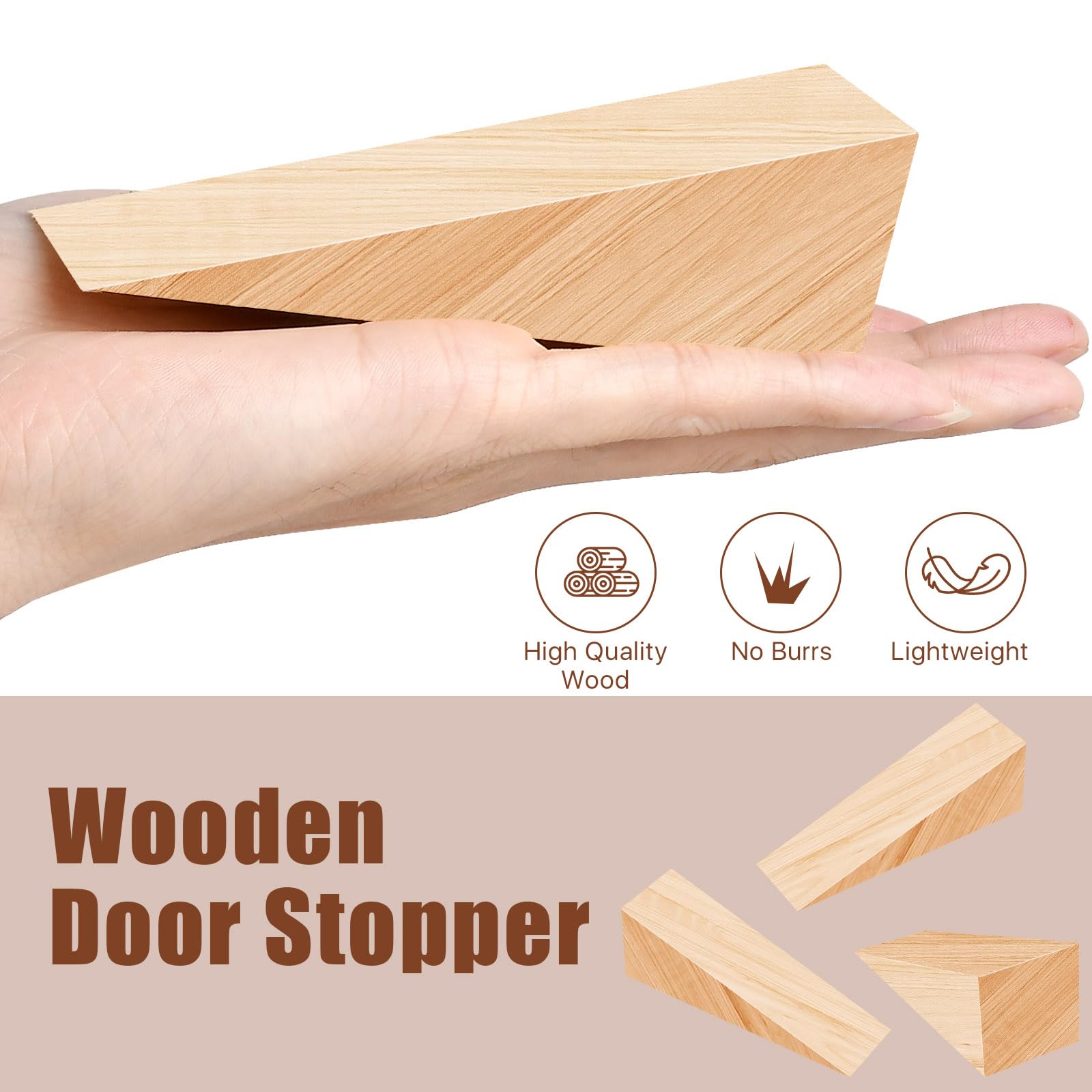 DECHOUS 5pcs Wooden Door Jam Firefighter Door Stopper Window Shims Table Leveler Wood Block Door - View #3