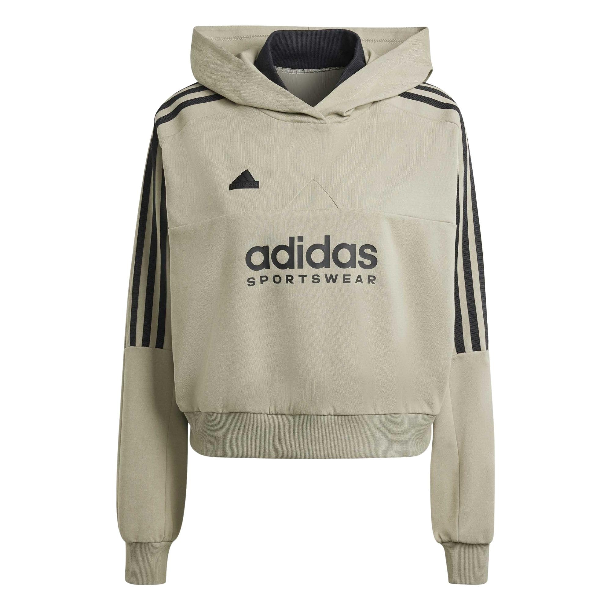 adidas Felpa con Cappuccio Donna Tiro 3-Stripes Loose, Verde