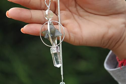 Jet Energized Labradorita Spinning Merkaba Péndulo tallado Curación Reiki Radiestesia A+ Jet International Booklet La imagen es solo una referencia