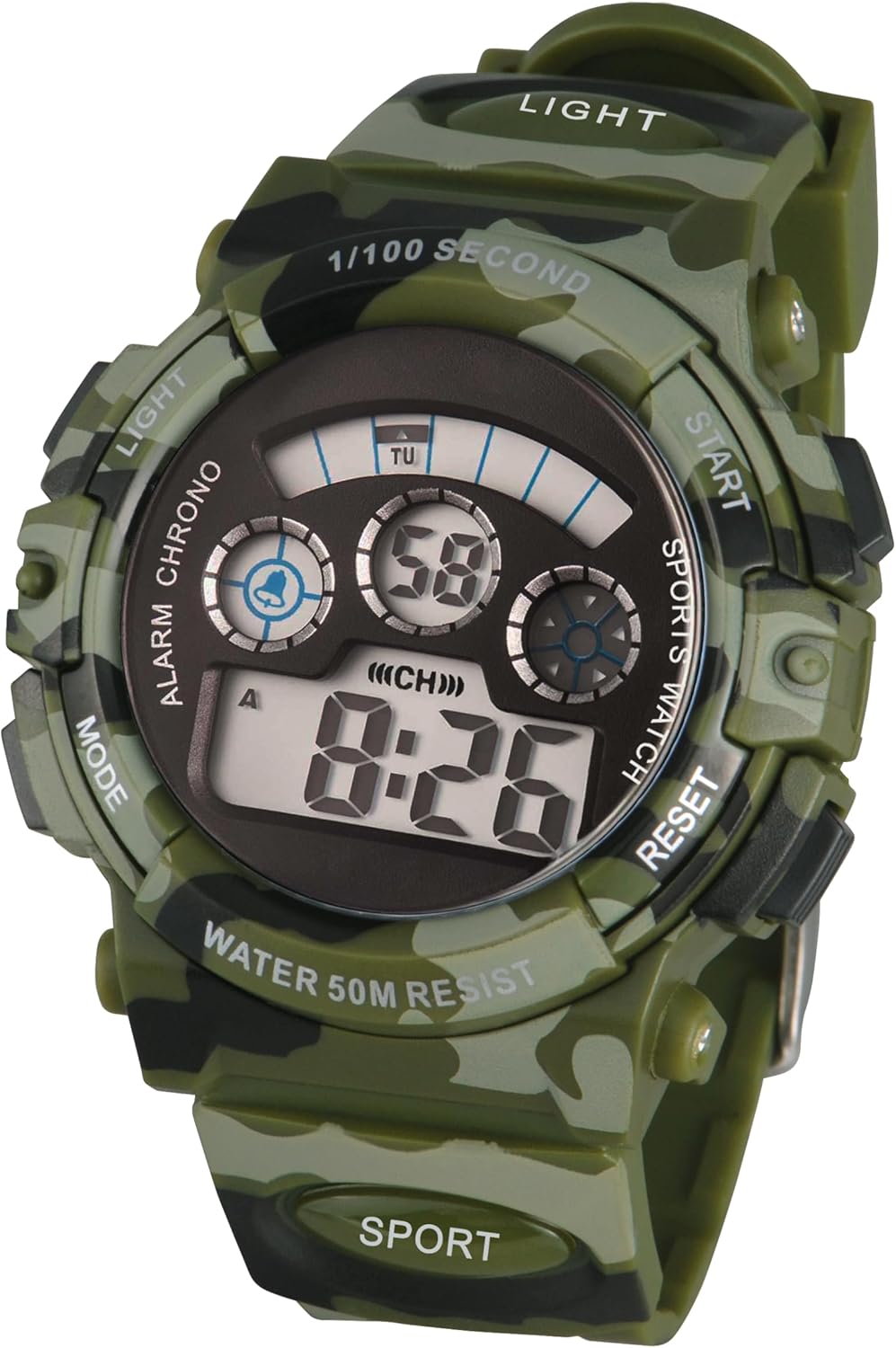 Edillas Kids Watches Boys Digital, 7 Colors LED Lights 50M Waterproof Wristwatches for Children Students Teenagers Sport Outdoor Multifunctional with Stopwatch/Alarm Ages 7-15