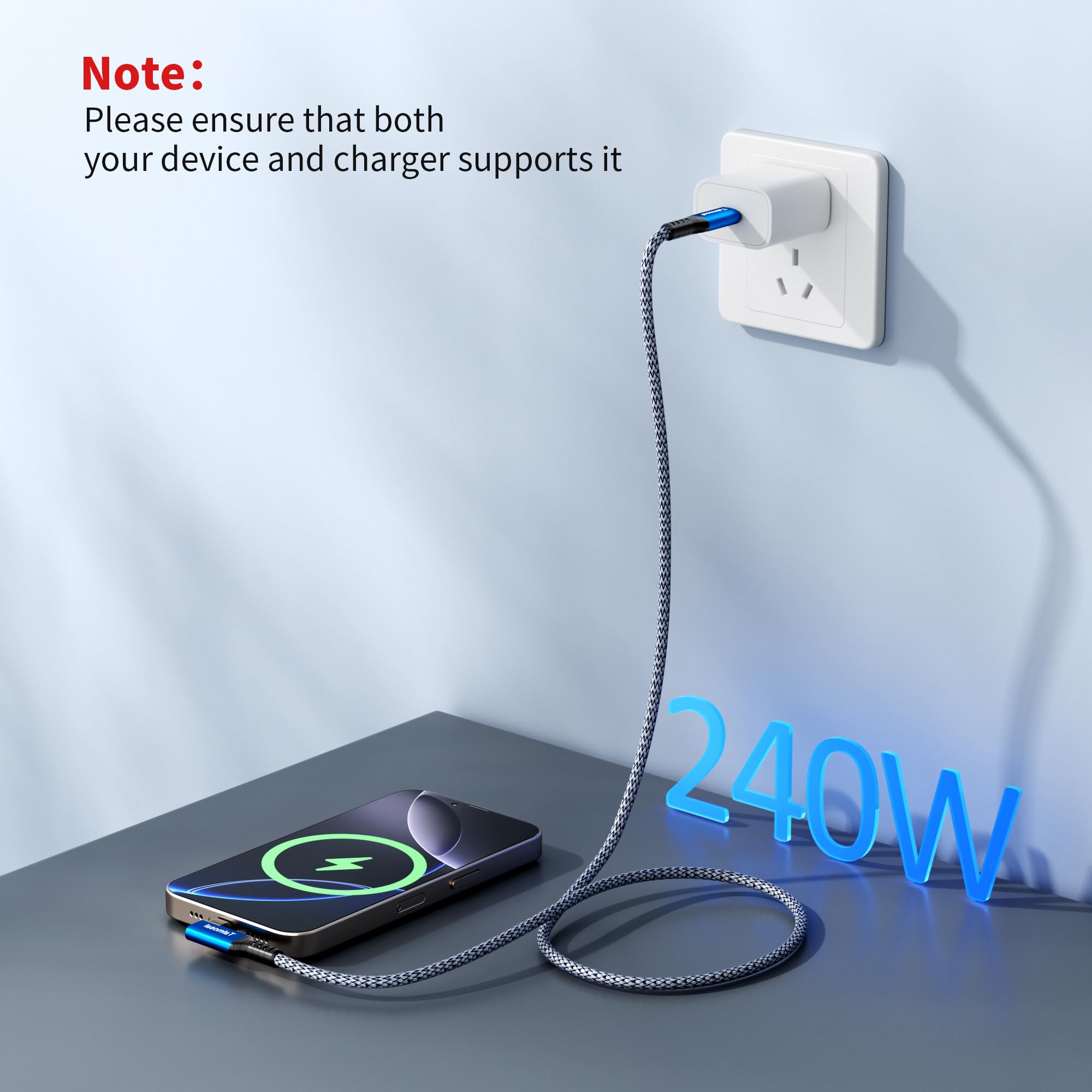 Câble Thunderbolt 5 240 W à angle droit de 1 m, prend en charge une bande passante de 120 Gbit/s, 80 Gbit/s, 16 K, double 8K, 4K 540 Hz, triple 4K 144 Hz pour iPhone 16, Thunderbolt 4/3, USB4, SSD