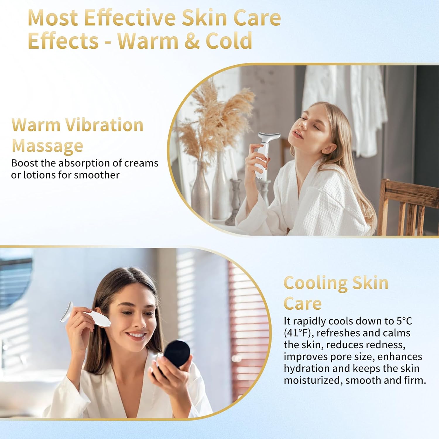 Red Light Therapy for Face and Neck, Facial Skin Care Tools, Micro-Current Vibration Facial Cold and Hot Service, Red and Blue LED Light, 4 Color LED Facial Light Therapy Device for Skin Care at Home - Image 3