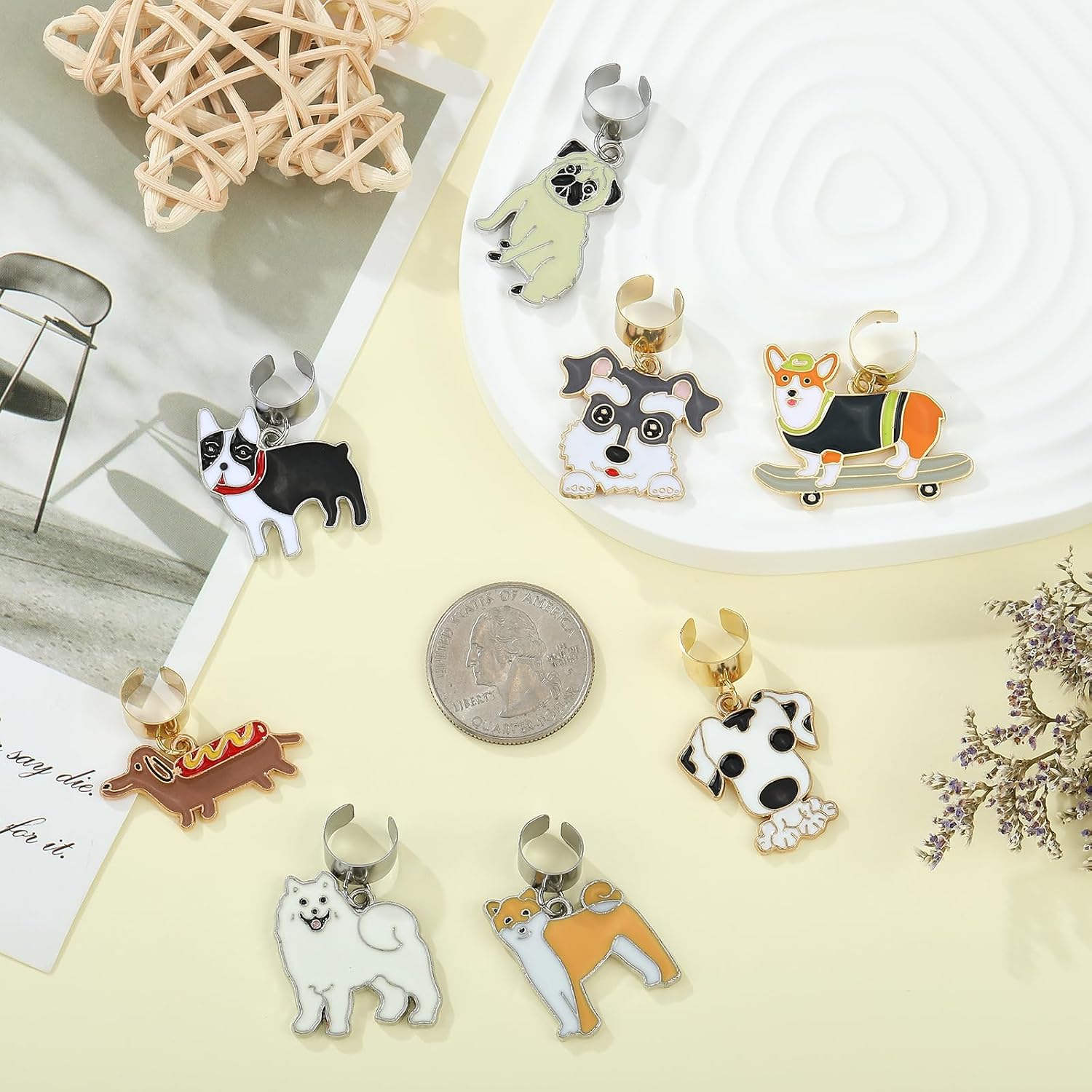 8Pcs Stethoscope Charms Personalized Dog Stethoscope Accessories Gifts for Nurse Graduates Doctor Surgeons Veterinarians and Medical Assistant