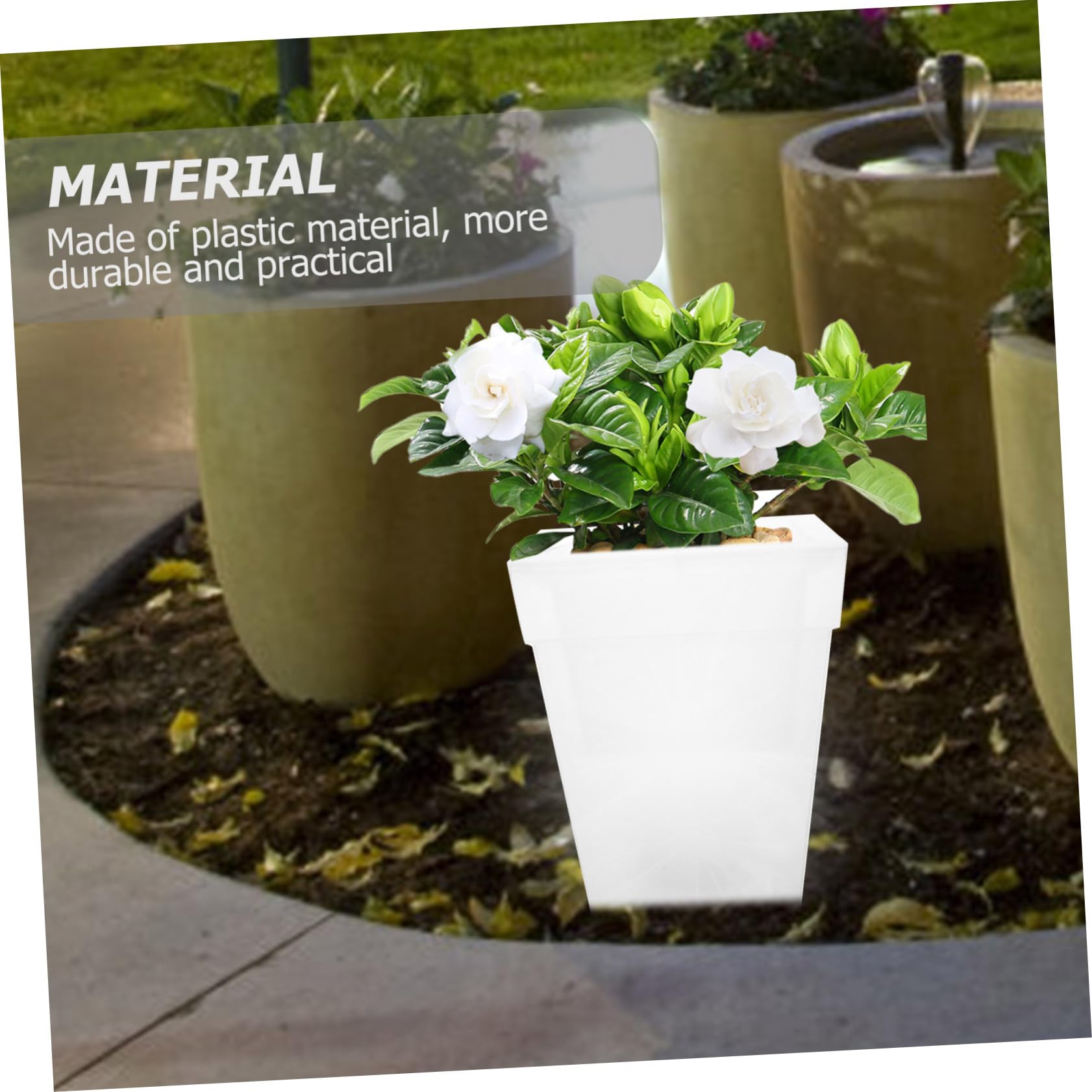 Vaso da Fiore Solare Luminoso Quadrato Decorazione Giardino Esterno con Luce LED Lampada Solare da Prato per Patio Cortile e Vialetti