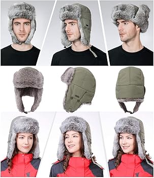 Amazon.com: TOP-EX Mens 100% Rabbit Fur Trapper Hunting Earflap