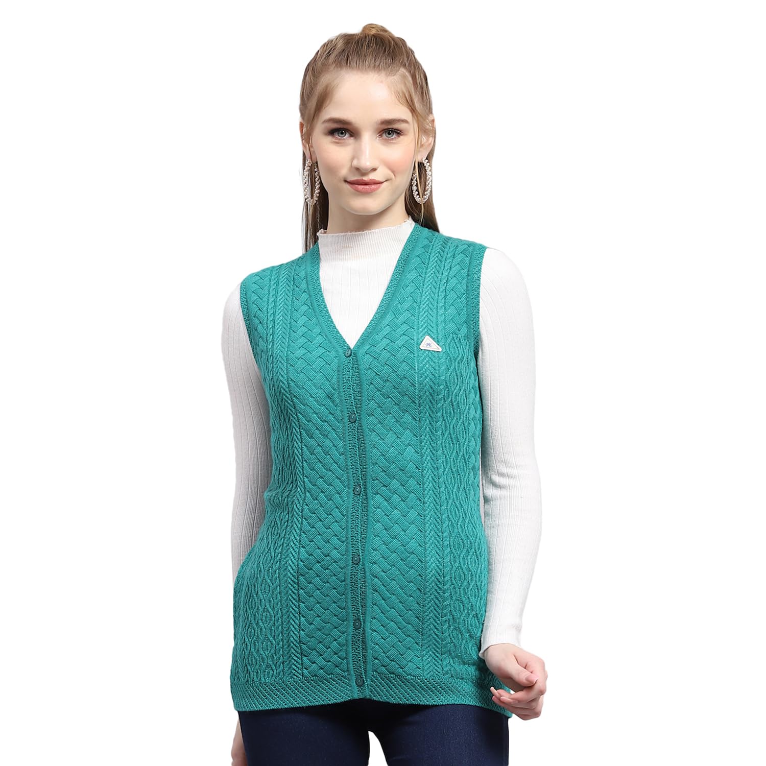 monte carlo Womens Self Design V Neck Sleeveless Cardigan (1239539SL)-picture-26