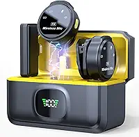 Microfone de lapela profissional sem fio com capa de carregamento, 2 mini microfones sem fio com cancelamento de ruído para iPhone iPad, 4 modos de captação, vida útil da bateria 60H, entrevistas,