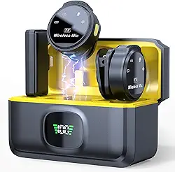 Microfone de lapela profissional sem fio com capa de carregamento, 2 mini microfones sem fio com cancelamento de ruído para iPhone iPad, 4 modos de captação, vida útil da bateria 60H, entrevistas,