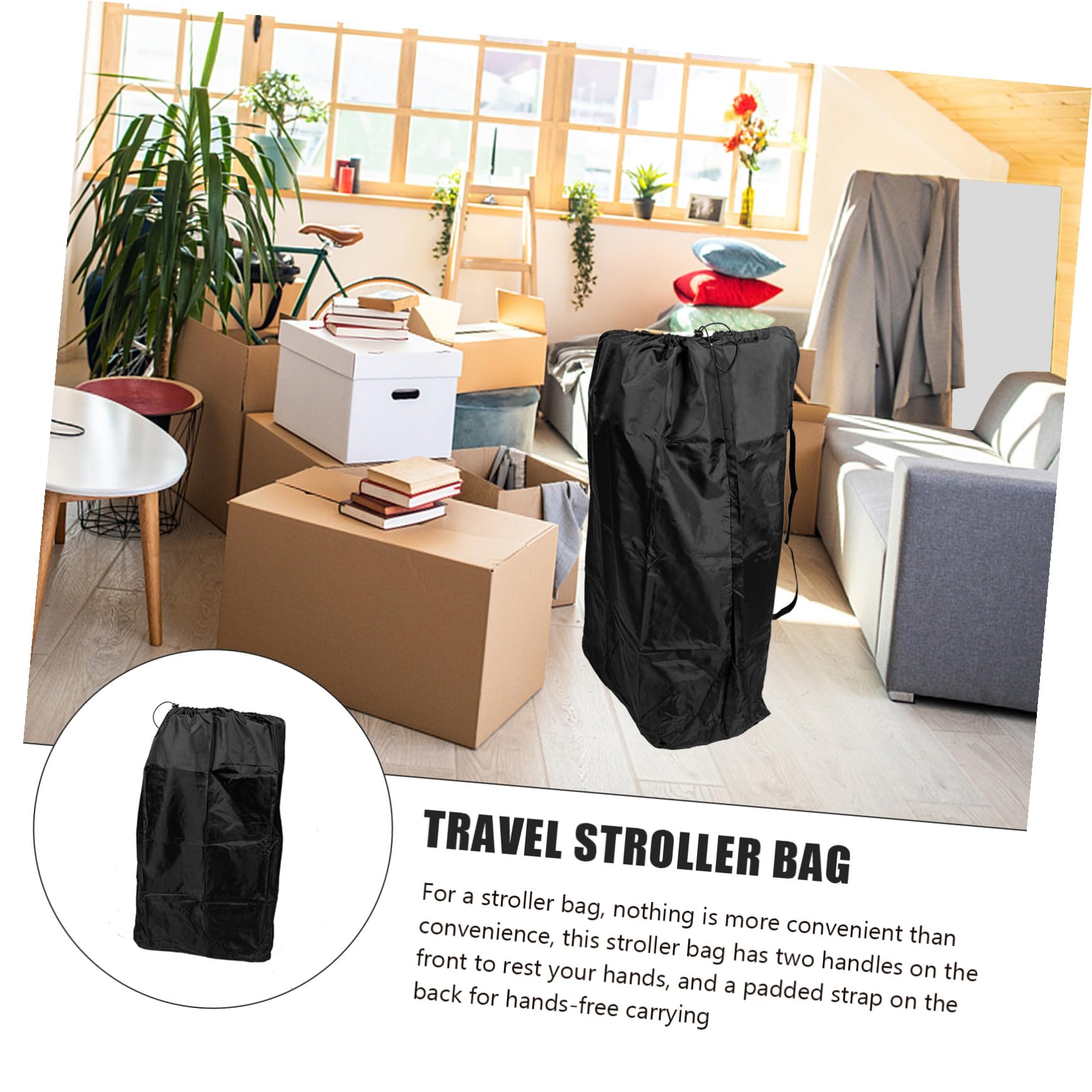 Borsa Compatibile la Maggior Parte dei Passeggini Nero in Nailon Chiusura a Coulisse Bloccabile e Doppie Bretelle per Viaggi in Aereo per Passeggino da Viaggio
