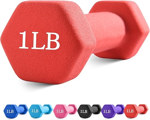 Miniatura 18 de Portzon - Juego de 2 mancuernas de neopreno, pesas para mano, antideslizantes, no ruedan Azul oscuro,Rosado,Rojo