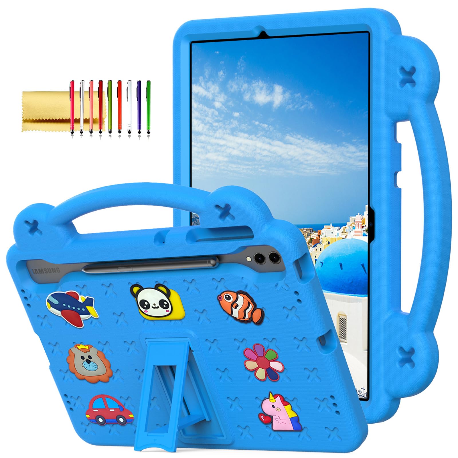 Dteck Case for Galaxy Tab S10 Plus/Tab S9 FE Plus 5G/S9 Plus/S7 FE/S8 Plus/S7 Plus 12.4", Cartoon Panda Shockproof Rugged Lightweight Convertible