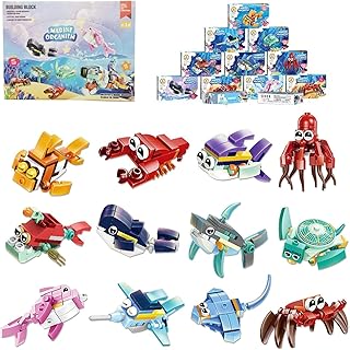 Afufu Party Bag Fillers for Kids 4+, 12 Animal Blocks Building Sets School Rewards Classroom Prize Supplies Class Gifts, Valentines Birthday Christmas Favors Goodie Bags Stuffers