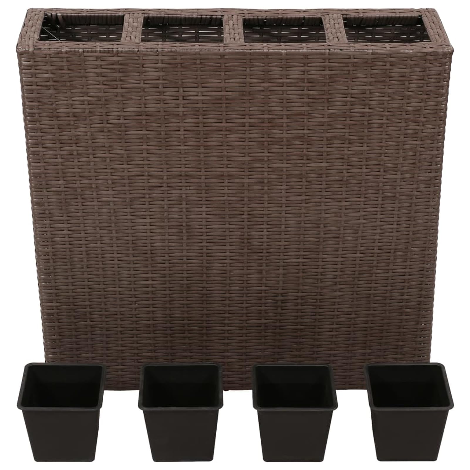 Homgoday Juego de jardinera de ratán sintético con 4 macetas, color marrón, 79 x 22 x 76 cm, modelo 41085