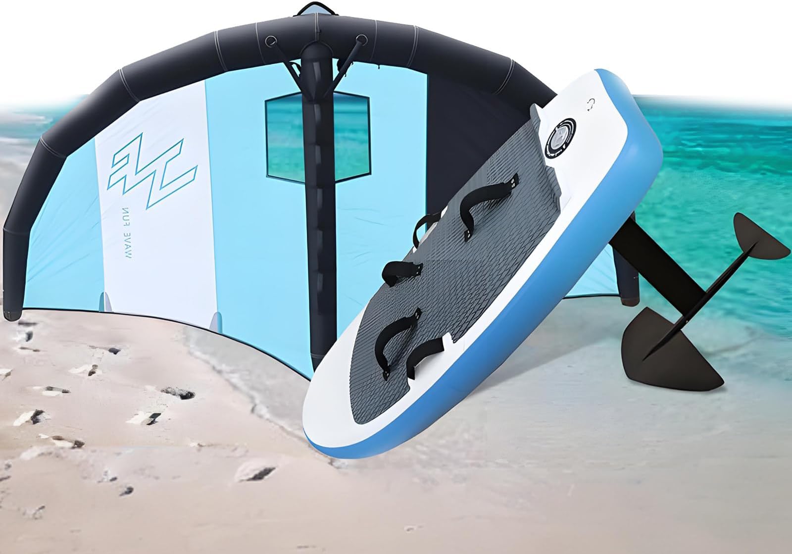 Hydrofoil Surfboard Set with Surfing Wing,Inflatable Surf Wing Foil Surfboard,Handheld Lightweight Wing Foil Kite,for Outdoor Water Sports