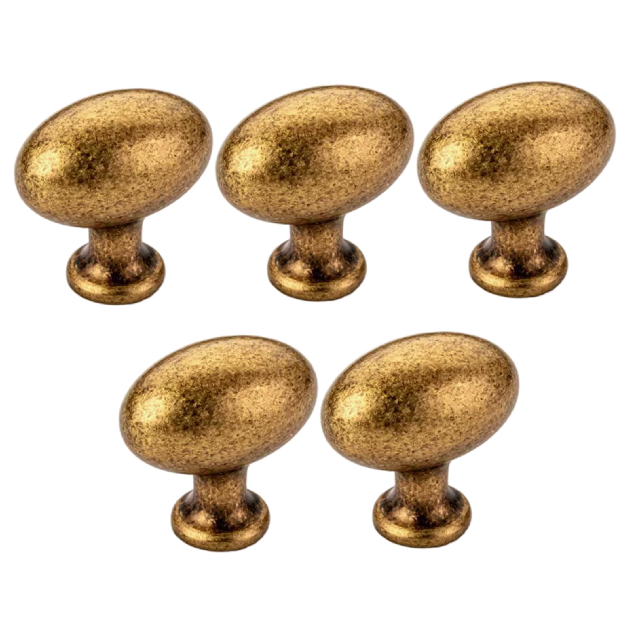5 Pack Antique Brass Knobs, Zinc Alloy Cabinet Door Knobs for Dresser, Kitchen Cabinet Vintage French Style Pull Single Hole, Antique Bronze and Pulls