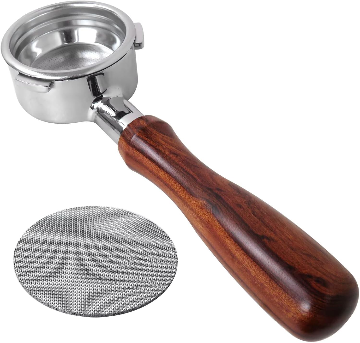 58mm Bottomless Portafilter with 3 Ears, Espresso Portafilter with Filter Basket and Puck Screen, Fit for Electactic 20 Bar, for Kismile Espresso Machines with Grinder