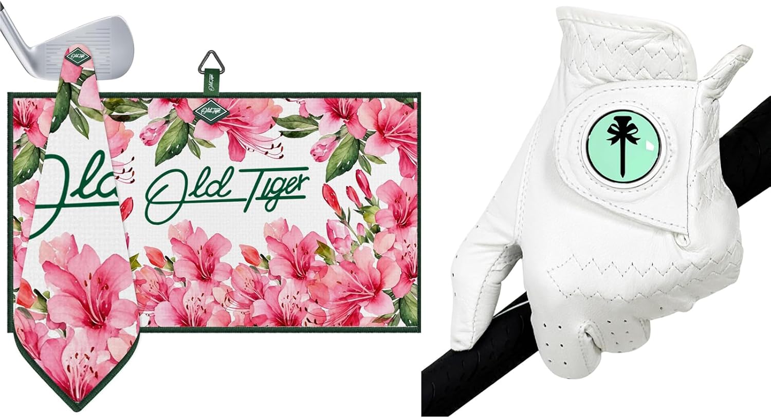 Swig Sip Cabretta Leather Golf Gloves Women with Mint Ball Mark, Microfiber Waffle Golf Magnet Towel