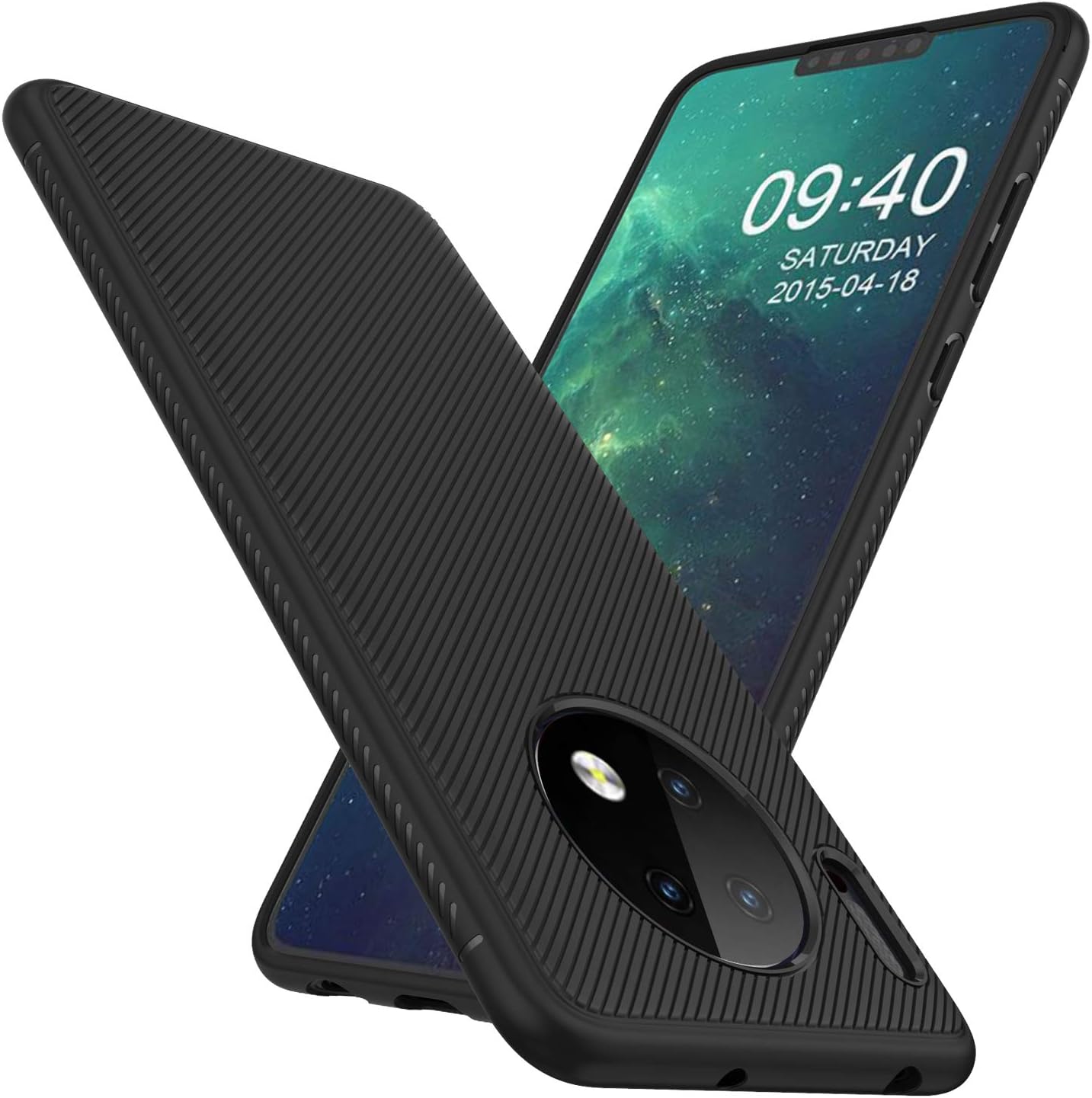 AOYIY Case For Huawei Mate 30 Pro Case,Slim Soft Shockproof Case with Flexible TPU Silicone Hybrid Protective Case Carbon Fiber Case for Huawei Mate 30 Pro (Black)