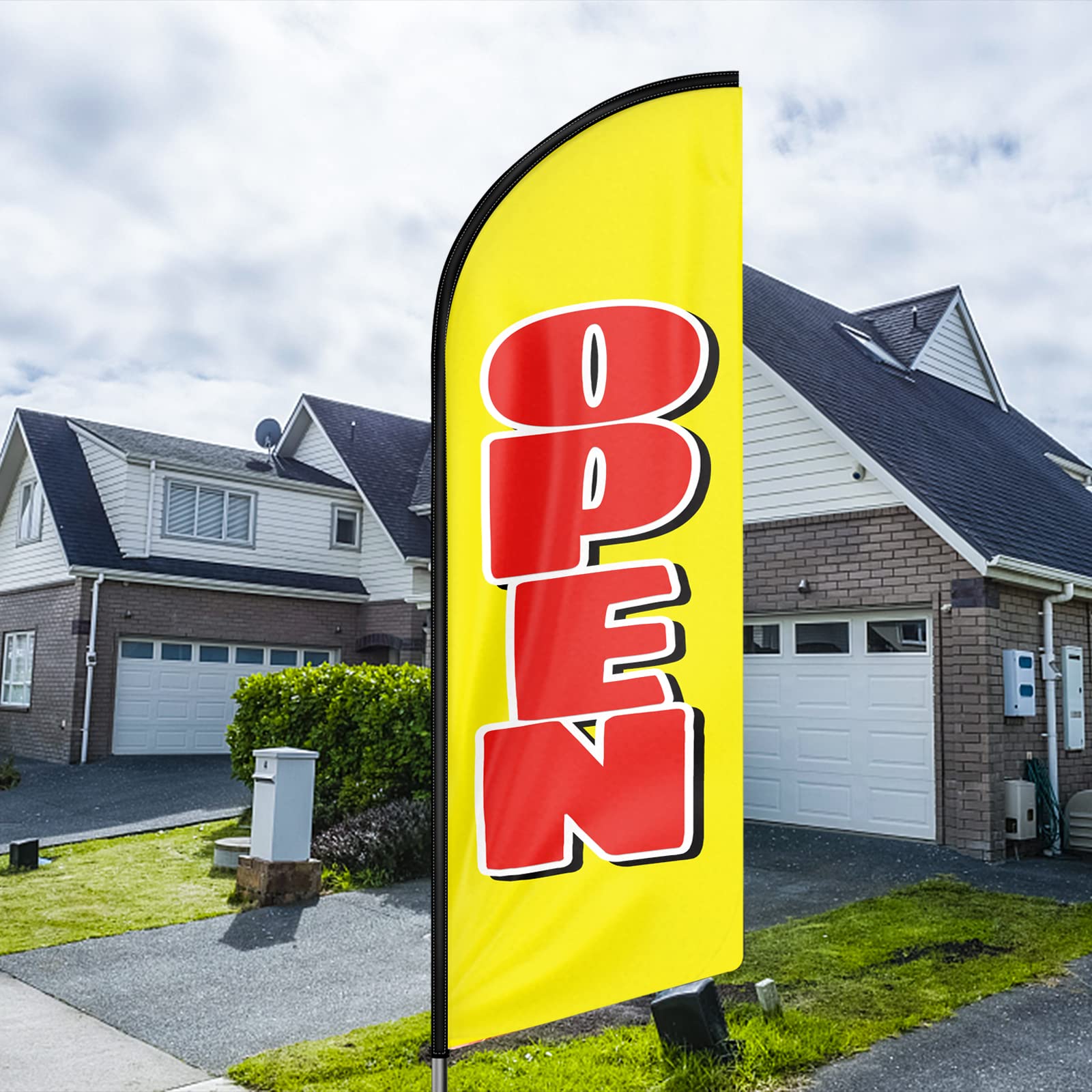 Real Estate Flags Open House Swooper Flag - 12.5ft Yellow Advertising ...