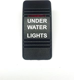 Euro Rocker Switch Cover with Text, Black with Red Lens. Contura III, Fits Carling, Cole Hersee, Blue seas