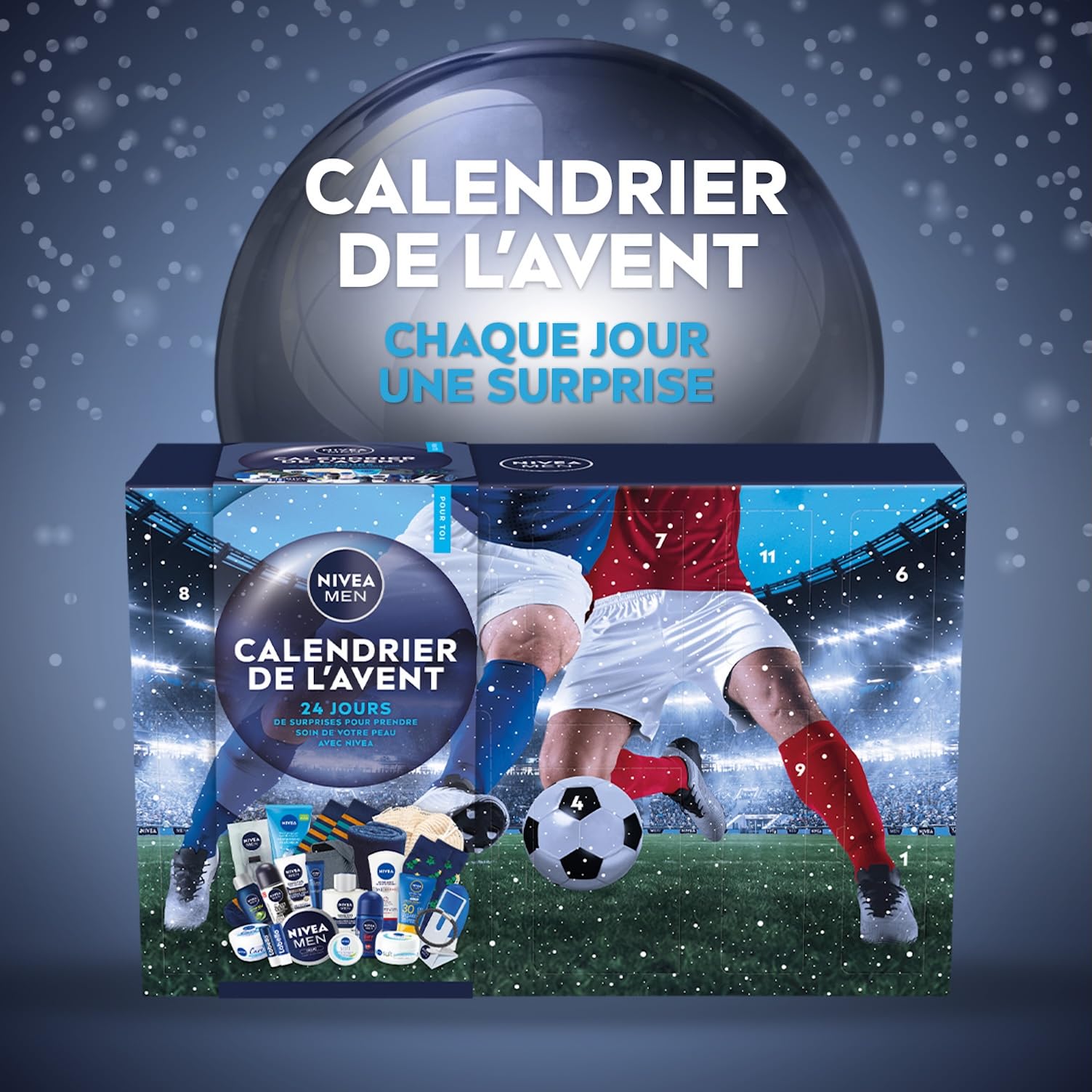 NIVEA MEN - Calendrier de l'Avent Homme Édition 2025 - Coffret Cadeau Beauté - Soins Visage, Corps & Lèvres + Accessoires - 24 Fenêtres Surprises - 1pce