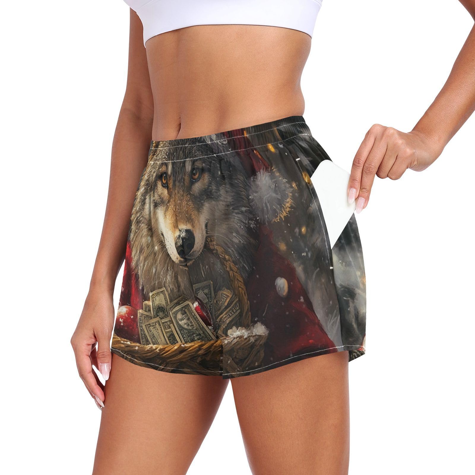 Cartoon Cute Christmas Fox Women's Athletic Shorts Elastic Waisted Teens Bike Shorts for Soccer Teenis Exercise Indoor Shores para Mujeres de Verano L