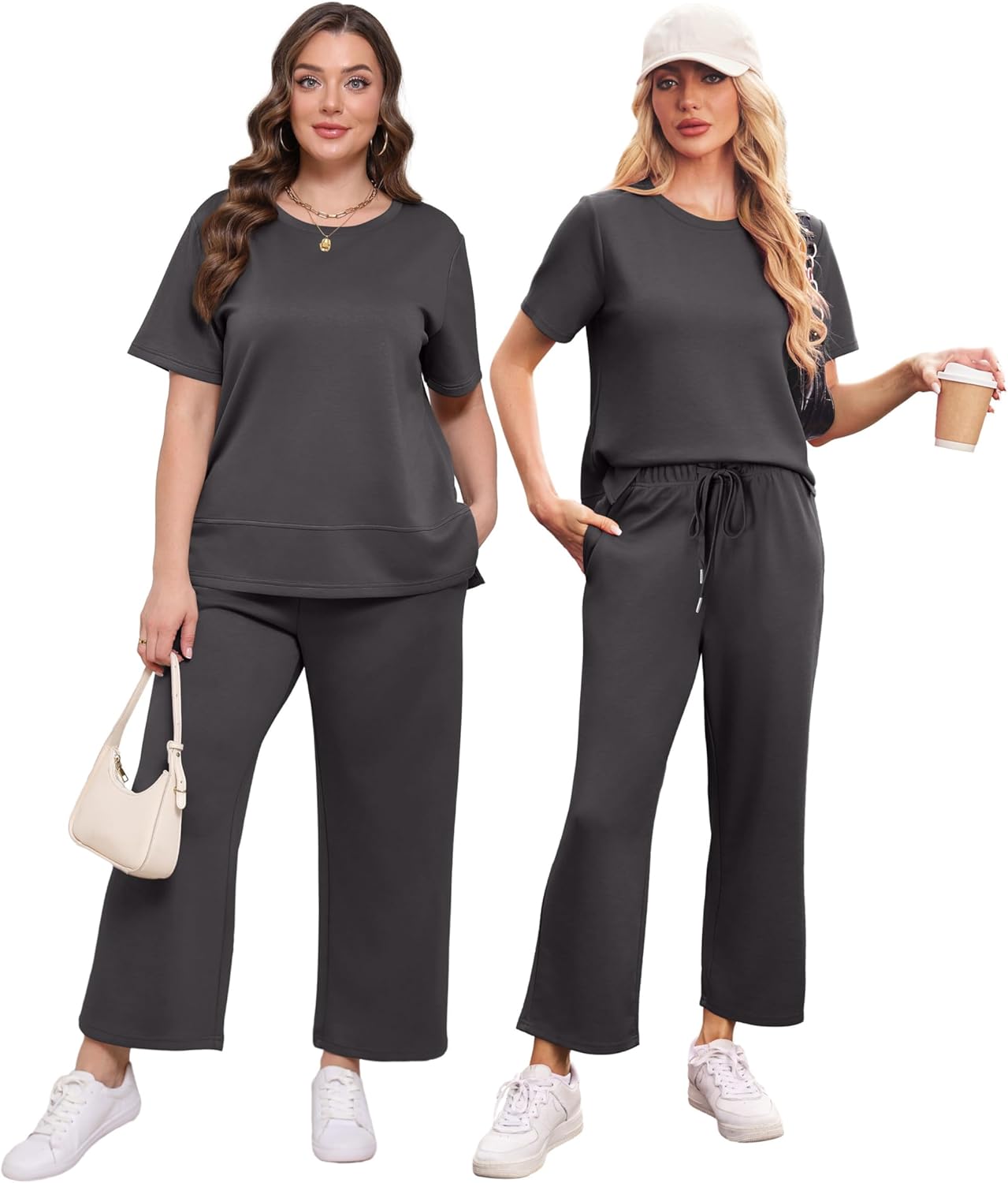 XIEERDUO Women's Side Slit Lounge Sets 2026 Fashion 2 Piece Travel Outfits Cozy Loungewear Wide Leg Tracksuits S-3XL - Image 4