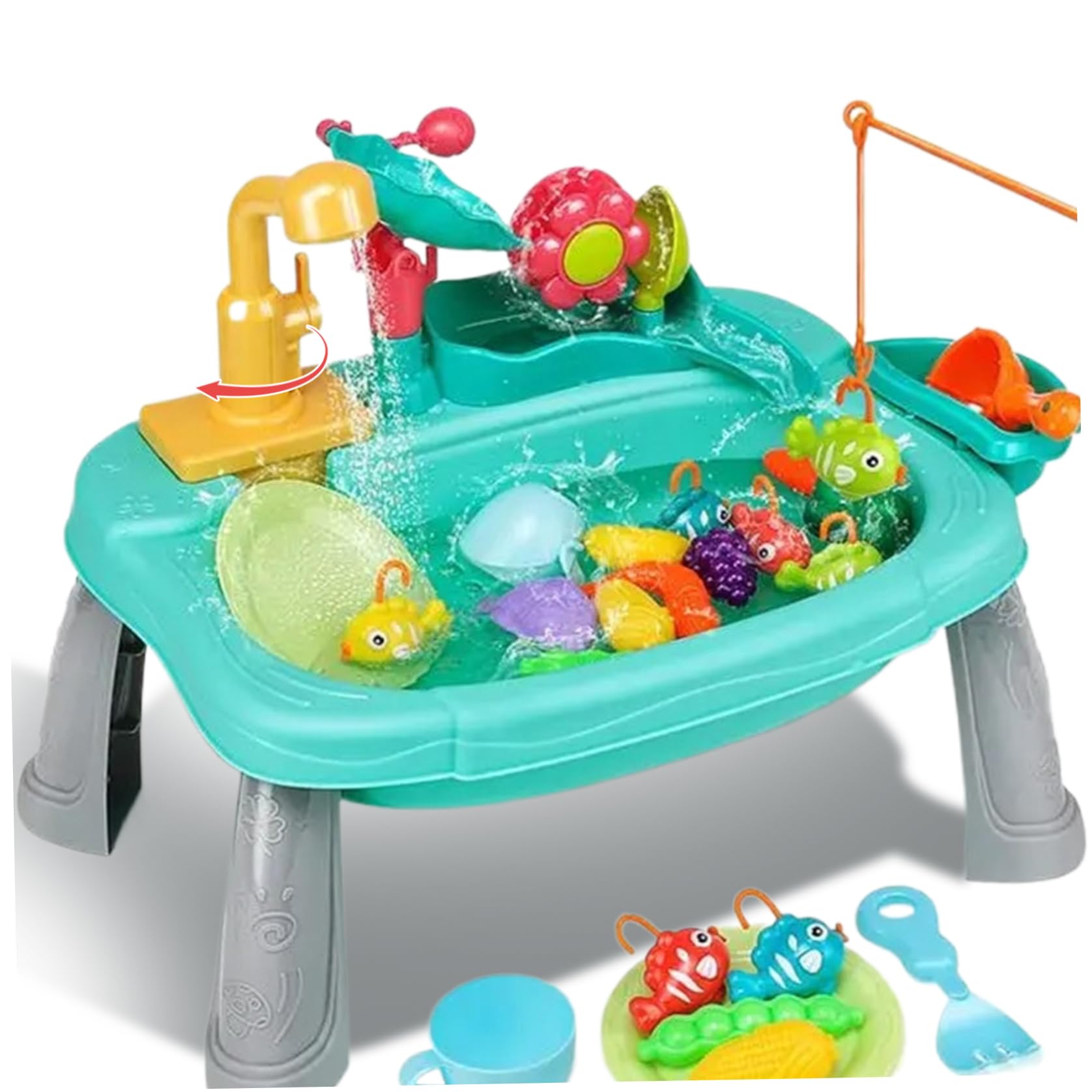 Mesa freática, 1 mesa de agua para niños pequeños 1-3, juguetes de juego de mesa freática para niños al aire libre, juego de actividades sensoriales de la capa freática de verano, arena para niños pe