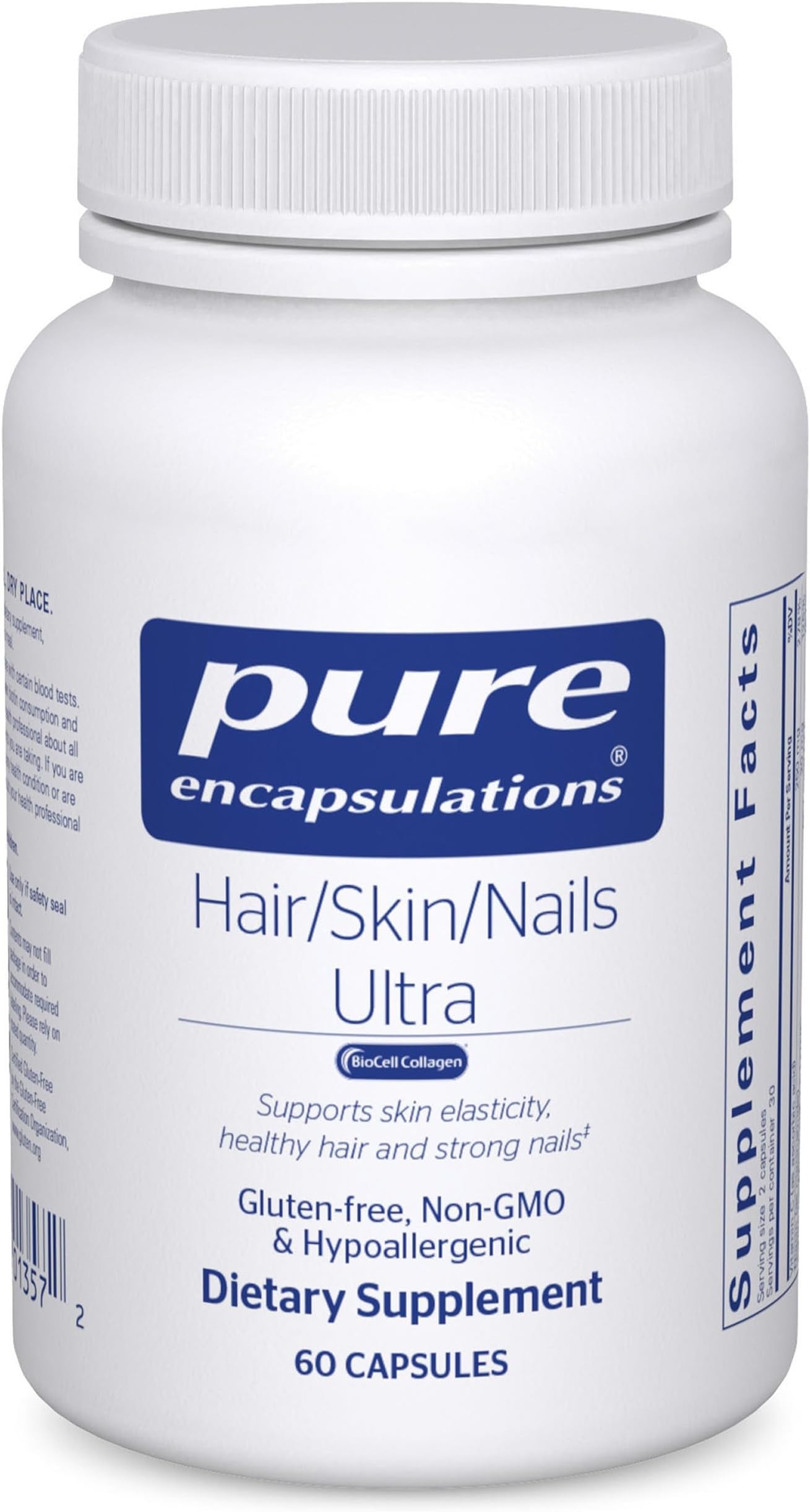 Hair/Skin/Nails Ultra Advanced Beauty Supplement - Biotin & Collagen Supplement for Healthy Hair, Strong Nails & Youthful Skin Support* - 60 Capsules