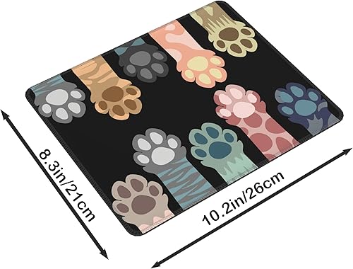 Miniatura 2 de Alfombrilla de mouse cuadrada con diseño de patas de gato coloridas, para accesorios de escritorio inalámbricos, alfombrilla de mouse de viaje de 10