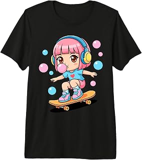 Cute Skater Girl Skateboarding Skateboard Skating Tricks Premium Tri-Blend T-Shirt