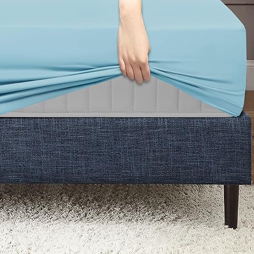 Miniatura 4 de Mejoroom Sábana bajera ajustable tamaño individual  Sábanas inferiores con elástico en todo el contorno  Sábanas súper suaves y de 16 pulgadas de