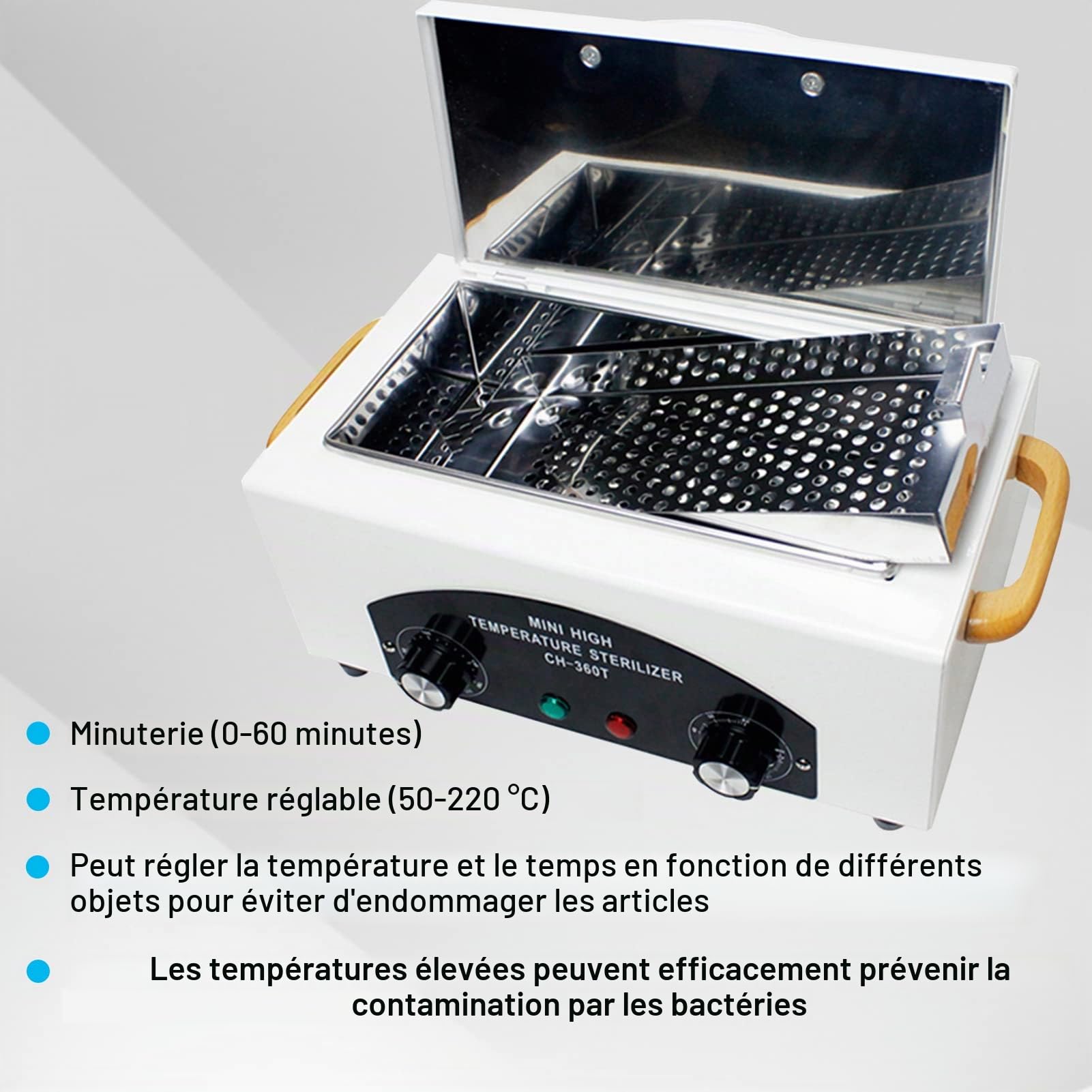 Stérilisateurs d'outils, stérilisateur d'autoclave de stérilisation à Haute température de 8L 220°C pour la Clinique Dentaire du Salon d'ongles et l'utilisation Domestique personnelle (Blanc4)