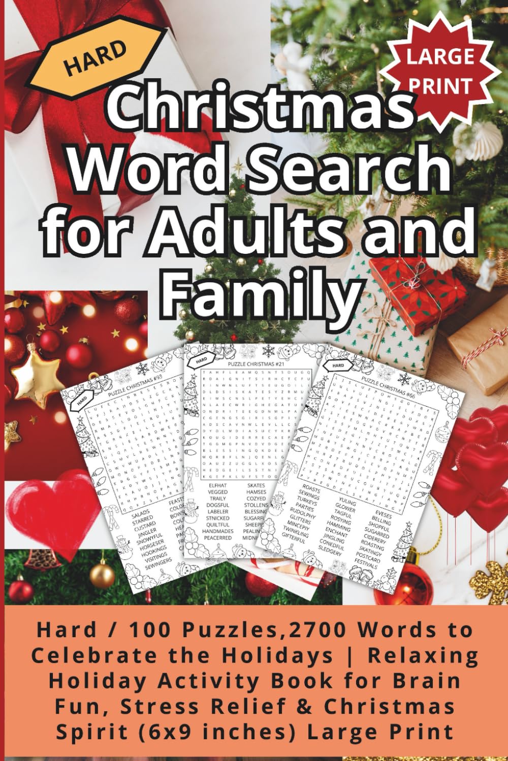 Christmas Word Search for Adults and Family-Hard: Hard /100 Puzzles, 2700 Words to Celebrate the Holidays | Relaxing Holiday Activity Book for Brain ... & Christmas Spirit (6x9 inches), Large Print