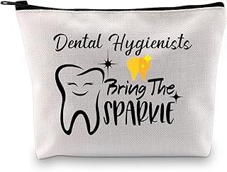 PXTIDY Dental Makeup Bag Dentist Gifts Dental Hygienist Gifts Bring The Sparkle Dental Teeth Cosmetic Bag RDH Gift Dentist Graduation Gifts Dental Assistant Gift